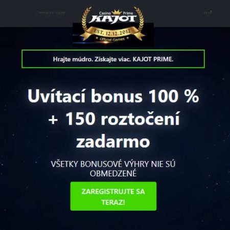 Kajot Casino Prime bonus – 150 free spinov