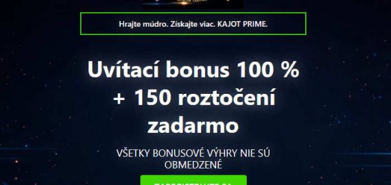 Kajot Casino Prime bonus – 150 free spinov